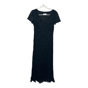 CDC‎ Dress Womens 4 Black Mesh Floral Fairy Grunge Vintage 90s Y2K Whimsygoth